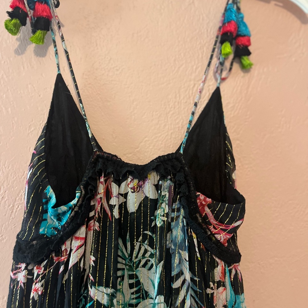 ROCOCO SAND Moonlight Floral Metallic Maxi Tiered Dress Sz small. - Picture 5 of 8